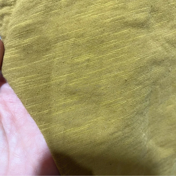 PrAna ~ Mustard Yellow Organic Cotton Blend Top with Tie and Pleating Stitching - Picture 3 of 9